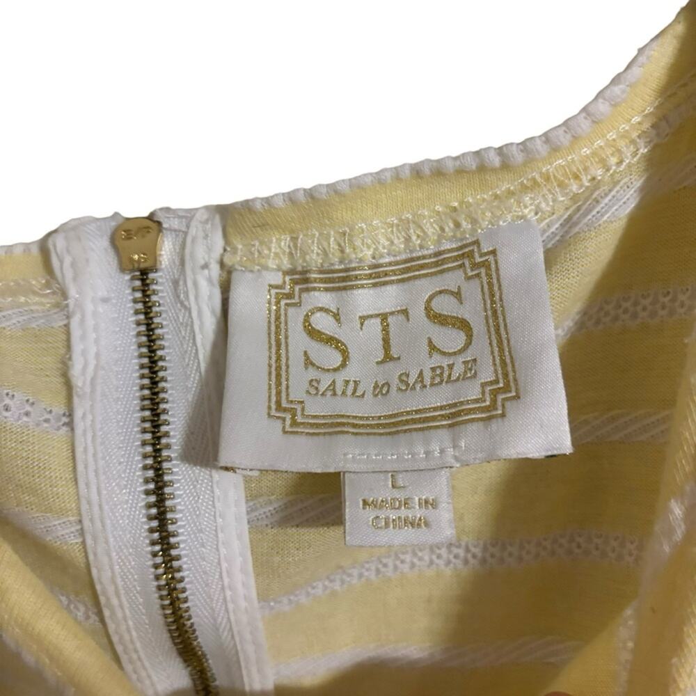 Sail to Sable Pale Yellow Striped Midi Dress Large - Picture 3 of 6